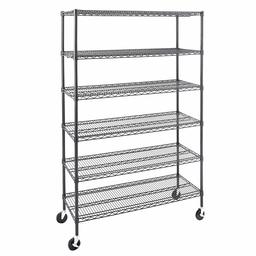 AmazonCommercial Heavy-Duty 6-Tier Steel Wire Shelving with Optional Wheels, NSF Certified, 48