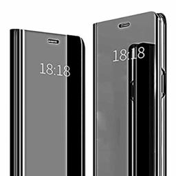 Amazon Brand - Solimo Protective Clear View flip Cover for Samsung Galaxy M10 (Black)