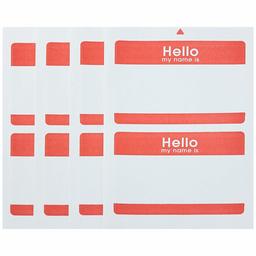 AmazonBasics Print or Write Name Badge Labels with Red Border