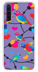 Amazon Brand - Solimo Designer Multicolor Flycatchers Birds Violet Patterns Design Printed Soft Back Case Mobile Cover for Oppo F15