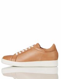 find. Women's Simple Leather Low-Top Sneakers, Tan, 9 US