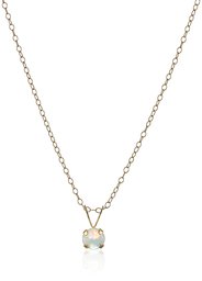 [Find] Amazon Collection Girl's Solid K Yellow Gold Created Opal Birthstone Pendant Necklace, 15 "