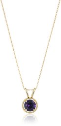 10K Gold Dainty Swarovski Elements Birthstone Pendant with Gold Filled Chain, February