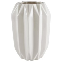 Amazon Brand – Rivet Modern Angled Stoneware Home Decor Flower Vase - 9 Inch, White