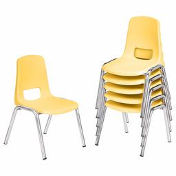 AmazonBasics 10 Inch School Classroom Stack Chair, Chrome Legs, Yellow, 6-Pack