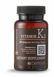 Amazon Elements Vitamin K2 100 mcg, Vegan, 65 Capsules