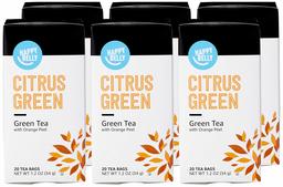 Amazon Brand - Happy Belly Green Tea Bags, Citrus, 20 Count (Pack of 6)