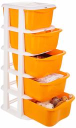 Amazon Brand - Solimo Plastic Multipurpose Modular Drawer, 5 Racks, Orange