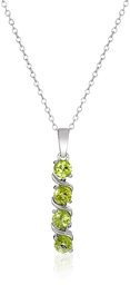 Amazon Collection Women's Sterling Silver Rhodium Plated Silver Round Cut Peridot