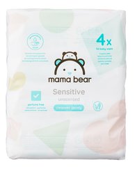 Mama Bear Sensitive Unscented Baby Wipes, Pack of 4, 224-Count