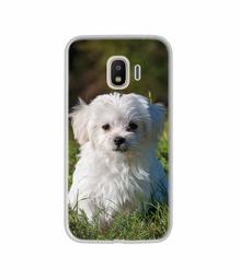 Amazon Brand - Solimo Designer White Dog UV Printed Soft Back Case Mobile Cover for Samsung Galaxy J4