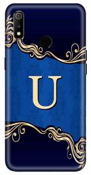 Amazon Brand - Solimo Designer Blue Pattern Alphabet-U 3D Printed Hard Back Case Mobile Cover for Realme 3 / Realme 3i