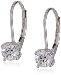 Orecchini a monachella in argento sterling placcato platino con zirconi Swarovski,Placcato in platino.