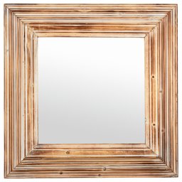 Amazon Brand – Stone & Beam Vintage-Look Square Hanging Wall Mirror, 39.5 Inch Height, Tan and White