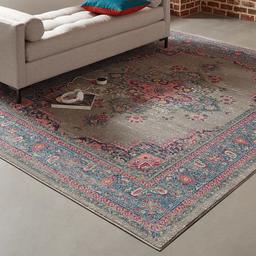 Amazon Brand – Rivet Old World Vintage Persian Area Rug, 8 x 10 Foot, Grey and Pink