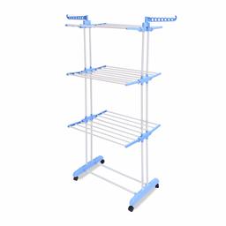 Amazon Brand - Solimo Steel Clothes Drying Stand (Foldable, Blue)