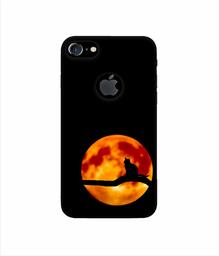 Amazon Brand - Solimo Designer Dark Black Cat 3D Printed Hard Back Case Mobile Cover for Apple iPhone 7 (with Logo Cut)