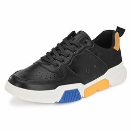 Klepe Men's Black/Camel Sneakers-9 UK (43 EU) (10 US) (FTK/112213/BLK)