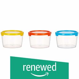 (Renewed) Amazon Brand - Solimo Plastic Storage Container Set, 300ml, Set of 3, Multicolour