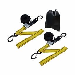 AmazonBasics Tiedown Set with Integrated Soft Loops, 3,328lb Break Strength, Black & Yellow, 2-Pack