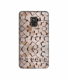 Amazon Brand - Solimo Designer No Hate On Wooden Block 3D Printed Hard Back Case Mobile Cover for Samsung Galaxy A8 Plus