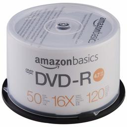 AmazonBasics 4.7 GB blank 16x DVD+R - 50 Pack Spindle (Renewed)