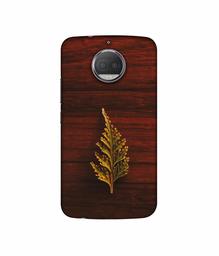 Amazon Brand - Solimo Designer Leaf on Wood UV Printed Soft Back Case Mobile Cover for Motorola Moto G5S Plus