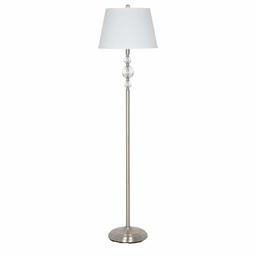 Ravenna Home Stacked Glass Ball Living Room Floor Lamp With LED Light Bulb - 59.75 Inches, Brushed Nickel