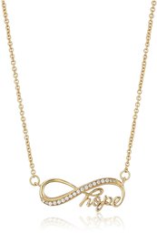 Gold Plated 925 Sterling Silver AAA Cubic Zirconia Infinity Hope Pendant Necklace, 18