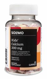 Amazon Brand - Solimo Kids' Calcium, 200mg, 60 Gummies (2 Gummies per Serving)