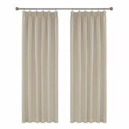 UMI by Amazon Blackout Curtains Super Soft Pencil Pleat Bedroom Curtains Thermal Insulated Energy Saving Rod Pocket Curtains Kids Curtains for Door 46 x 90 Inch Beige 2 Panels