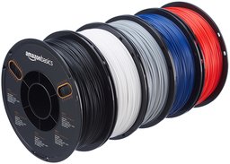 AmazonBasics PETG 3D Printer Filament, 1.75mm, 5 Assorted Colors, 1 kg per Spool, 5 Spools