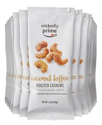 Wickedly Prime Roasted Cashews, Coconut Toffee, Snack Pack, 1.5 Ounce (Pack of 15)