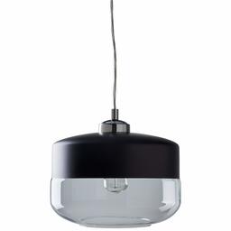 Amazon Brand – Rivet Mid Century Modern Glass Ceiling Pendant Chandelier Fixture With Edison Light Bulb - 9.75 Inch Shade, 12-58 Inch Cord, Black and Chrome