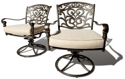 Strathwood Garden Furniture - St. Thomas Cast Aluminium Swivel Dining Armchairs Set of 2