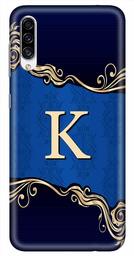 Amazon Brand - Solimo Designer Blue Pattern Alphabet-K 3D Printed Hard Back Case Mobile Cover for Samsung Galaxy A30s