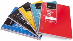 AmazonBasics College Ruled Wirebound Spiral Notebook, 100 Sheet, Assorted Solid Colors, 25-Pack