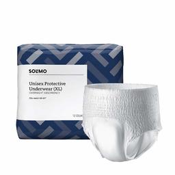 Amazon Brand - Solimo Incontinence Underwear for Men and Women, Overnight Absorbency, Extra Large, 12 Count, 1 Pack