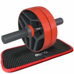 EONO by Amazon - Ab Wheel Roller [2 Wheel Settings] Abdominal Trainer with Thick Knee Pad Mat Ideal for Body Fitness Strength Training Home Gym