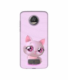 Amazon Brand - Solimo Designer Cute Pink Cat 3D Printed Hard Back Case Mobile Cover for Moto Z2 Play