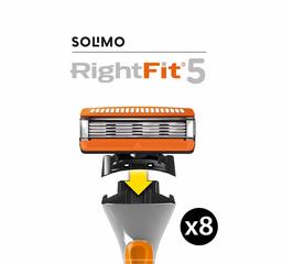 Amazon Brand - Solimo RightFit5 8 replacement cartridges, fit Fusion5* handles