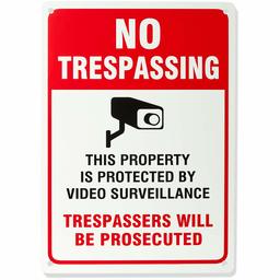 Amazon Basics Video Surveillance Sign, No Trespassing, 14