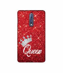 Amazon Brand - Solimo Designer Queen On Red Glitter 3D Printed Hard Back Case Mobile Cover for Nokia 8