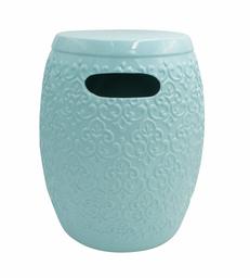 Amazon Brand – Ravenna Home Damask-Pattern Ceramic Garden Stool or Side Table, 16