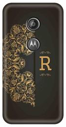 Amazon Brand - Solimo Designer Black Pattern Alphabet-R 3D Printed Hard Back Case Mobile Cover for Motorola Moto E2