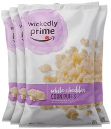 Wickedly Prime White Cheddar Corn Puffs, 9 Ounce (Pack of 4)