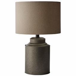 Amazon Brand – Stone & Beam Rustic Farmhouse Jug Living Room Table Lamp With LED Light Bulb and Drum Shade - 12.5 x 20 Inches, Pewter