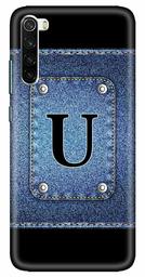 Amazon Brand - Solimo Designer Button Jeans Alphabet-U 3D Printed Hard Back Case Mobile Cover for Xiaomi Redmi Note 8