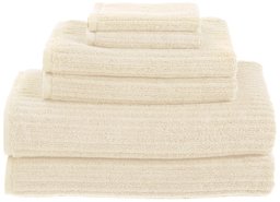 Pinzon 650-Gram Textured Cotton 6-Piece Towel Set, Ivory