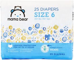 Amazon Brand - Mama Bear Diapers Size 6, 25 Count, Bears Print